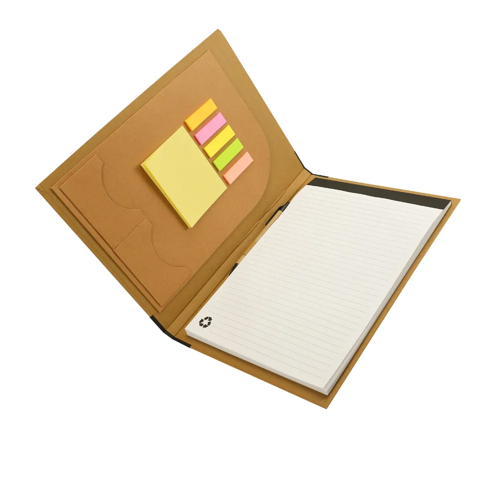  Eco-Friendly A4 Folders, Notepad Sticky Note, Pen & Card Slots - alternate view