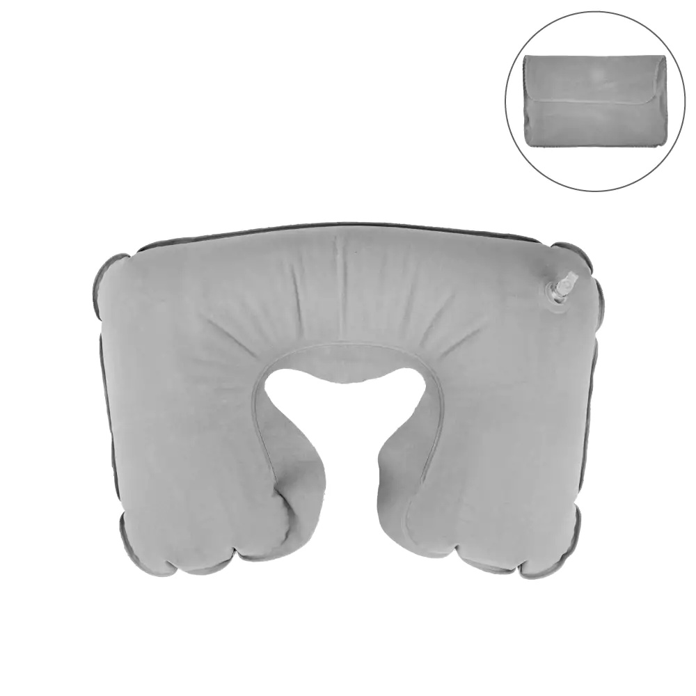 Inflatable Neck Pillow with Pouch – Grey - alternate view