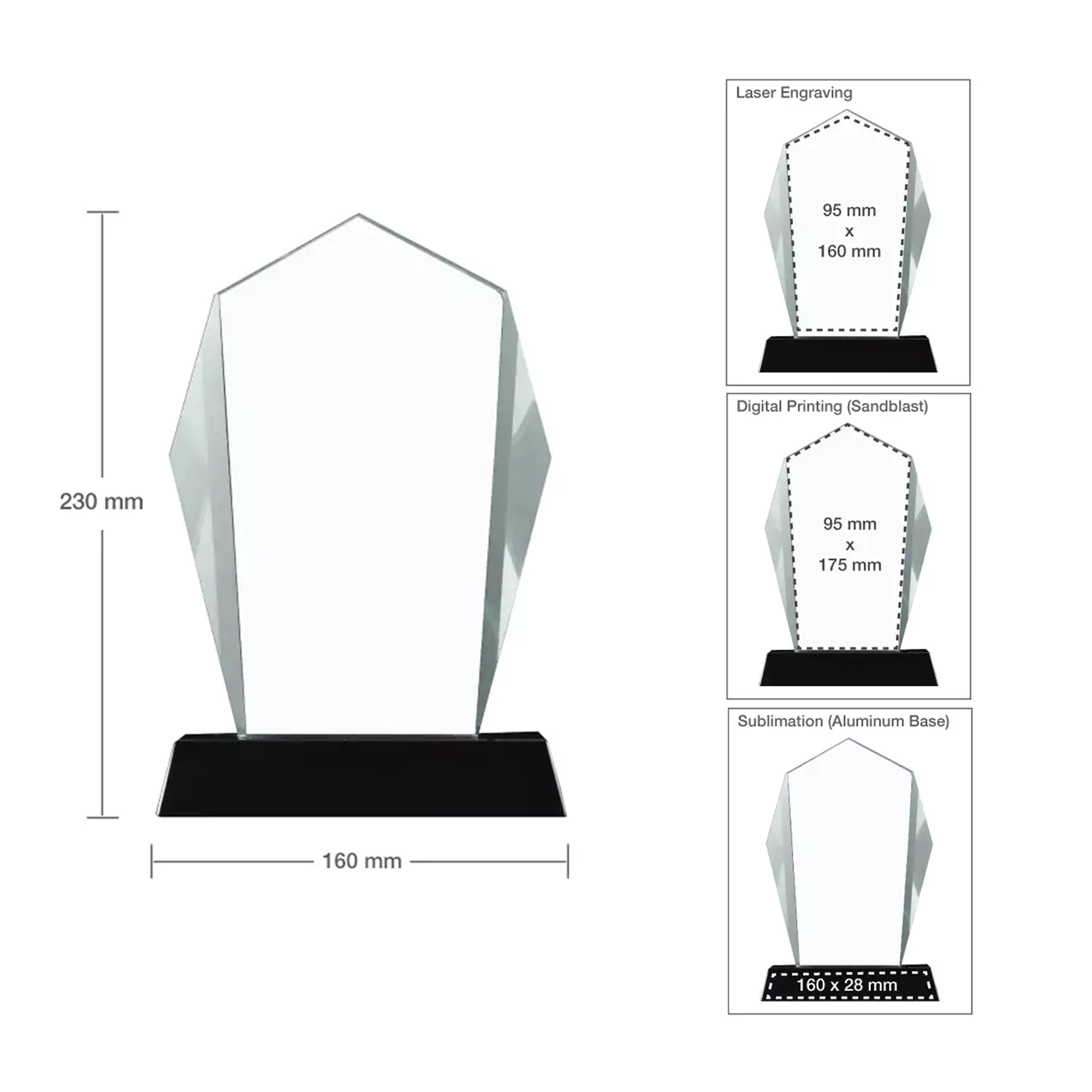 Crystal Award with Black Base in Wooden Box - alternate view