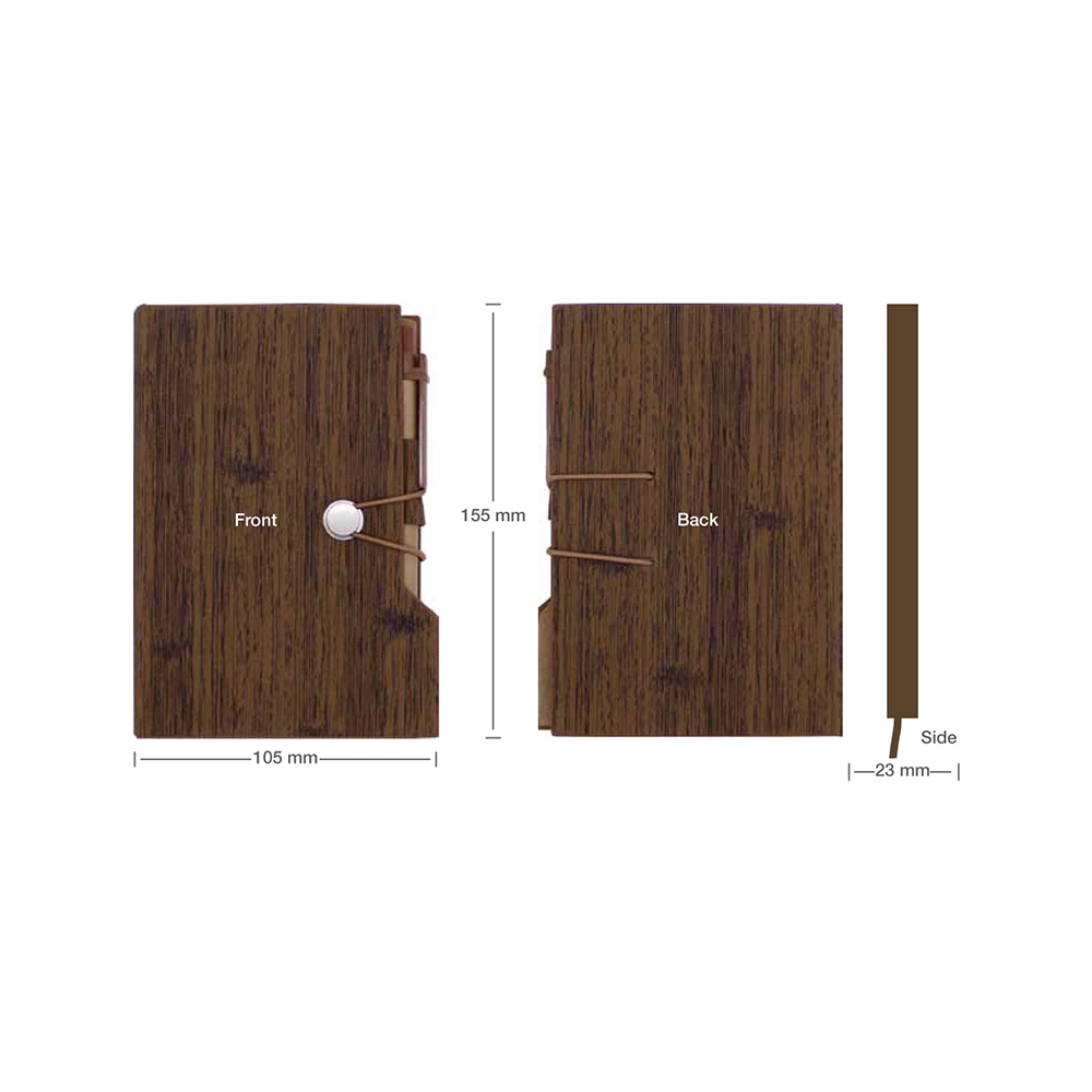 Wood Design Notebook with Sticky Note and Pen - alternate view