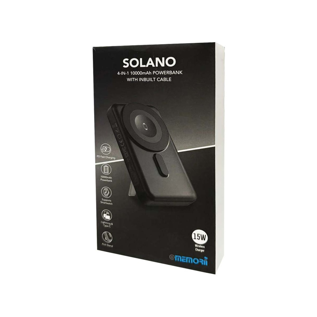 SOLANO-@memorii 10000mAh Mag Wireless Powerbank with Inbuilt Cables - alternate view