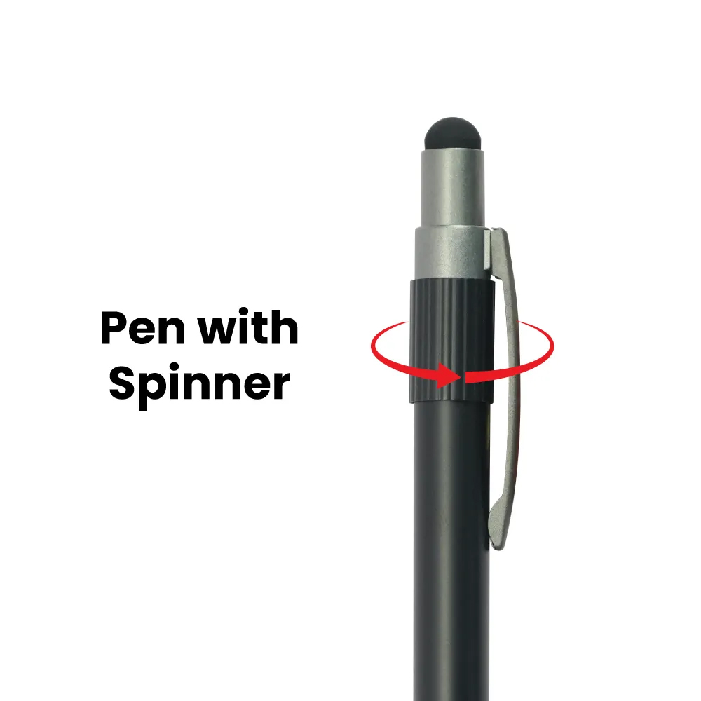 Stylus Metal Pens with Spinner – Push Button (Blue Ink) - alternate view